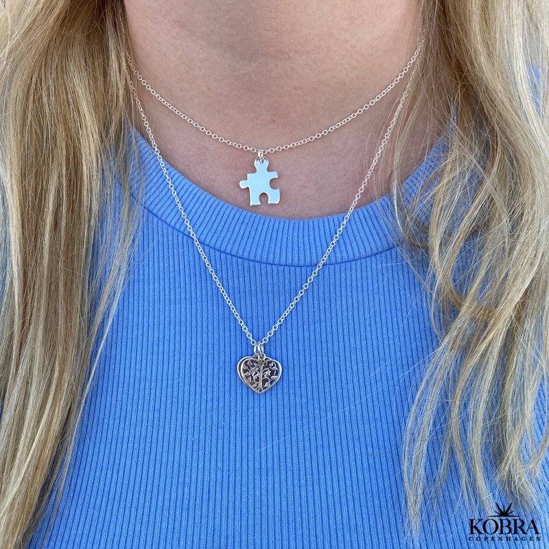 Livets tr slv hjerte halskde med indgravering