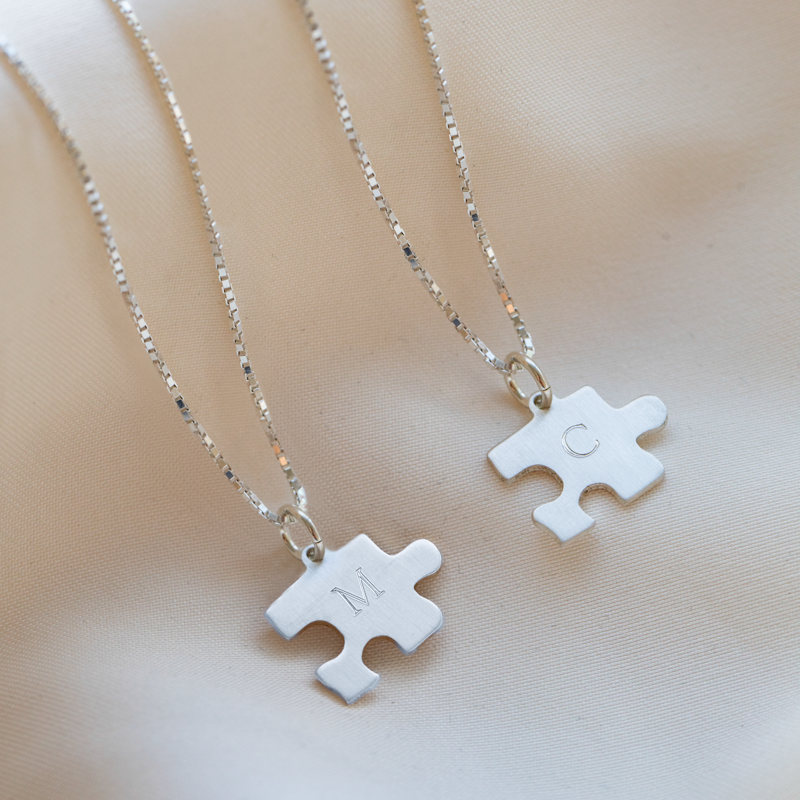 "BFF" puzzle / puslespil halsk�der i s�lv