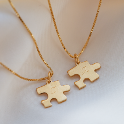 "BFF" puzzle necklaces in gold
