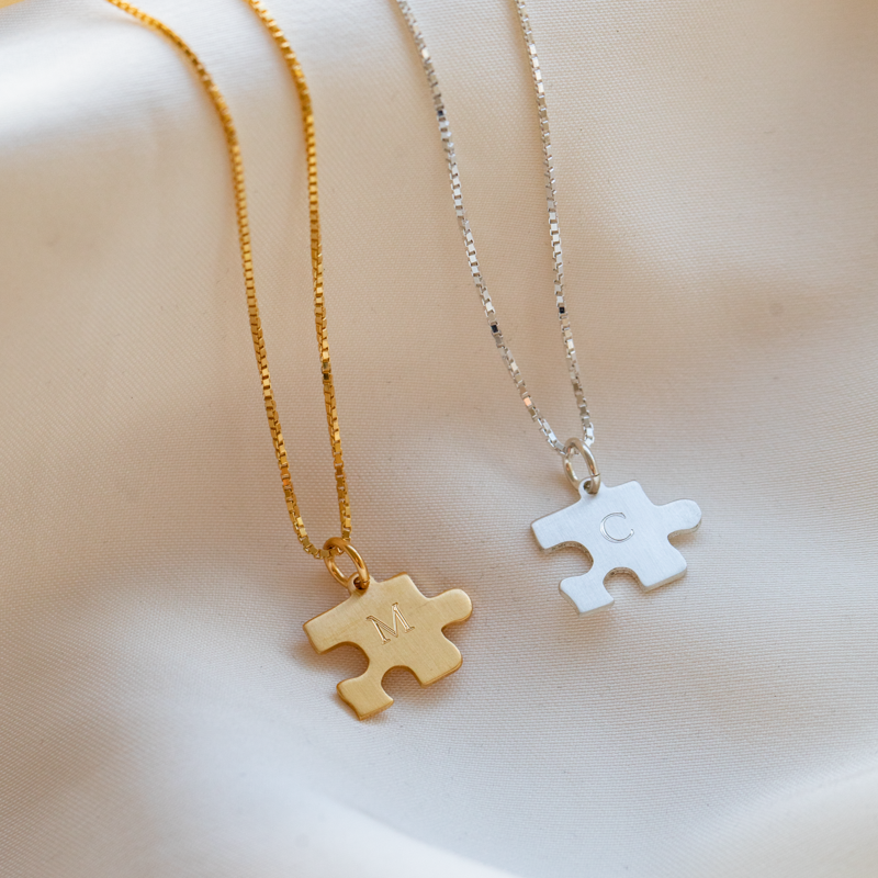 "BFF" puzzle halsk�de-s�t i s�lv og forgyldt