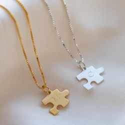 "BFF" puzzle halsk�de-s�t i s�lv og forgyldt