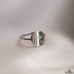 "Rachel" fin hjerte slv ring med mulighed for personlig indgravering