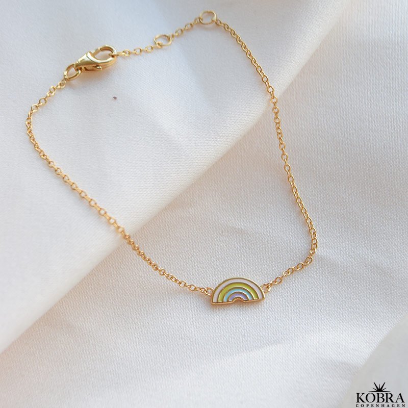 "Rainbow" Regnbue armbnd i 18K forgyldt slv med emalje