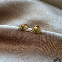 "Rainbow"  Gold-plated earrings with enamel rainbow
