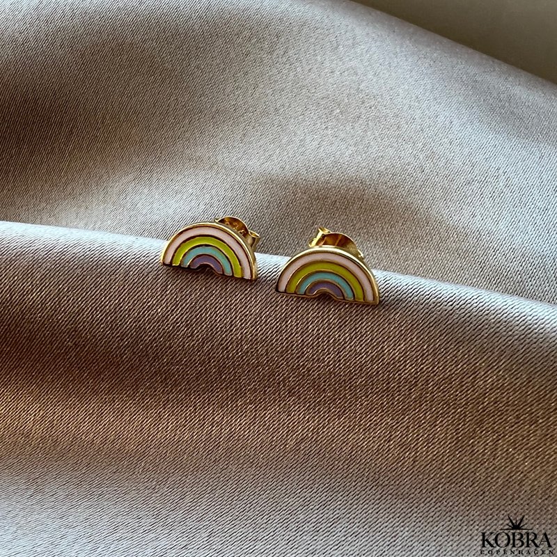 "Rainbow"  Gold-plated earrings with enamel rainbow