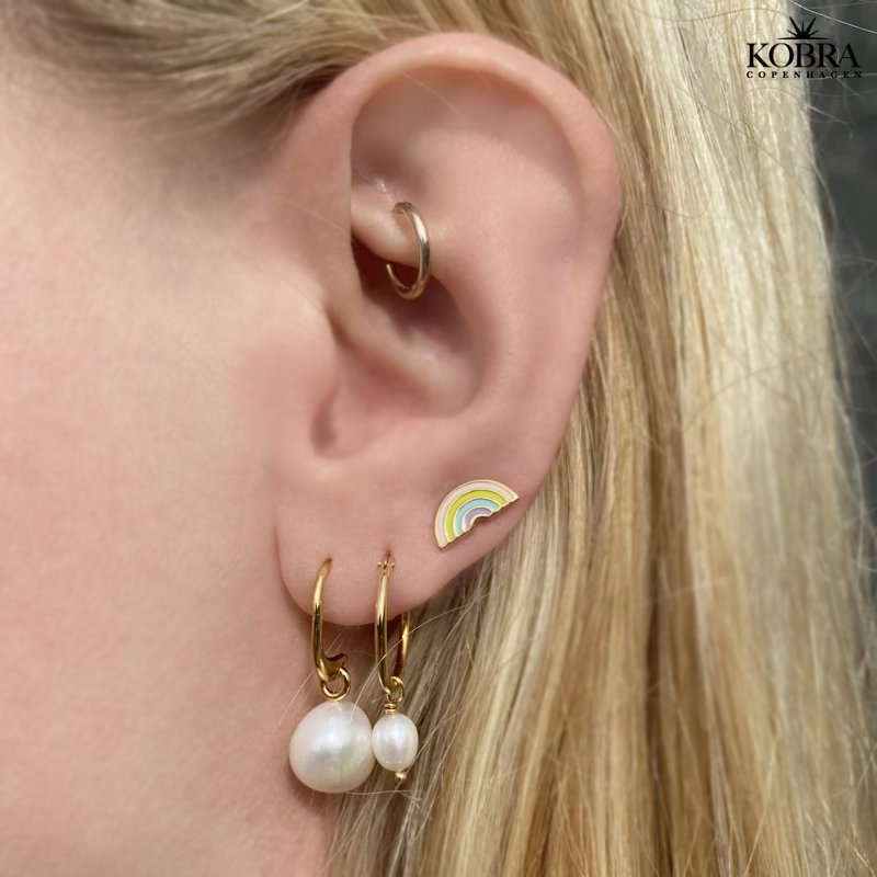 "Rainbow"  Gold-plated earrings with enamel rainbow