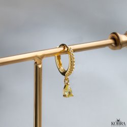 "Raindrop" forgyldt med forskellige farver 1 stk. 