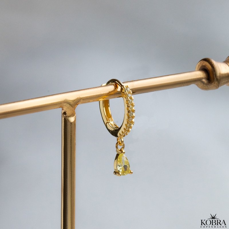 "Raindrop" forgyldt med forskellige farver 1 stk. 