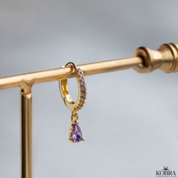 "Raindrop" forgyldt med forskellige farver 1 stk. 