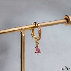 "Raindrop" forgyldt med forskellige farver 1 stk. 