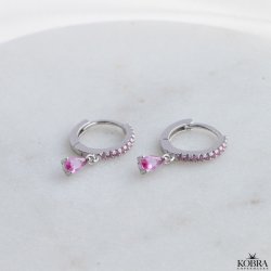 "Raindrop" sm slv hoops med farvet og drbeformet sten