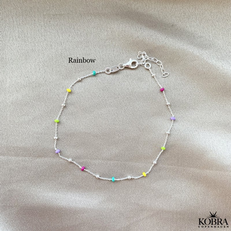 "Alba" ankelkde i slv med emaljefarvet kugler-valgfri farve!