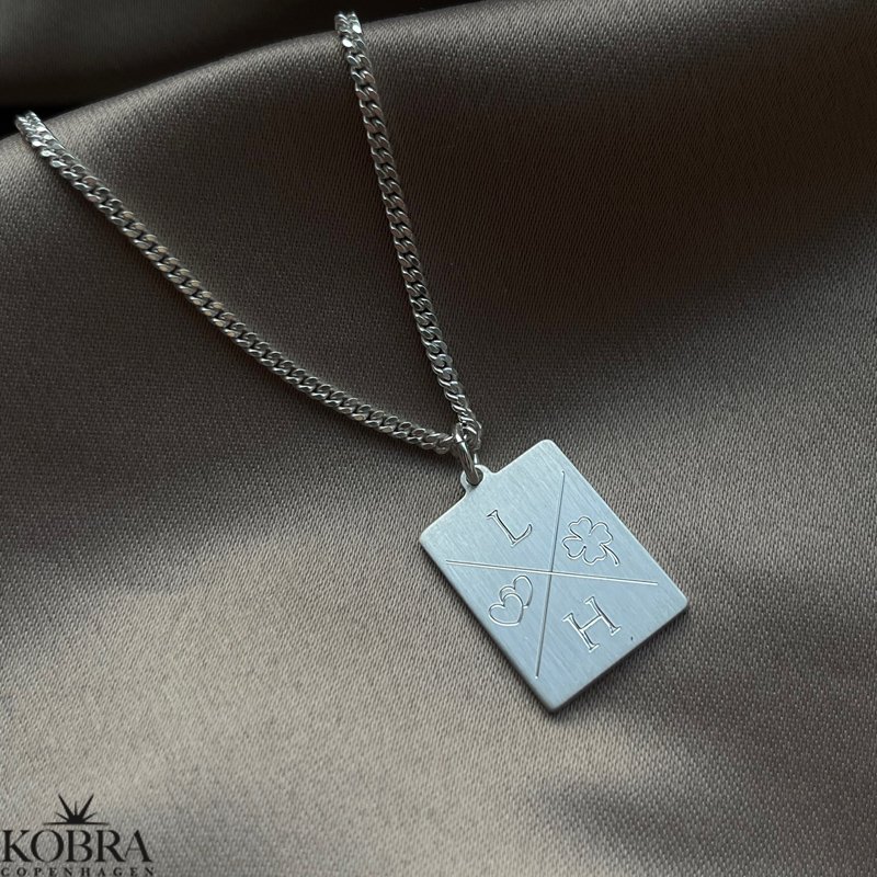 "Reign" slv halskde med gravering og 2 mm. panzer kde