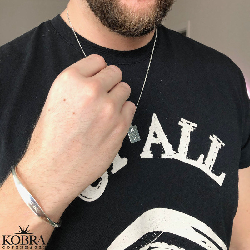 "Reign" slv halskde med gravering og 2 mm. panzer kde