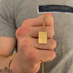 "Reign" guld halskde til mnd med gravering inkl. 2 mm panzer kde