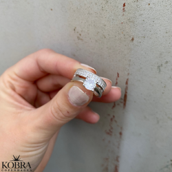 "Stella" 2-i-1 ring med hvide sten i sterling slv
