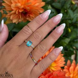 "Hawaii" 18 karat forgyldt ring med multifarvet sten