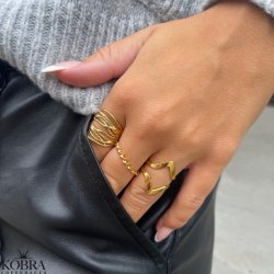 18 karat forgyldt "Lennox" dobbelt V ring