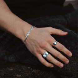 "Barcelona" slv signet ring til mnd inklusiv gravering