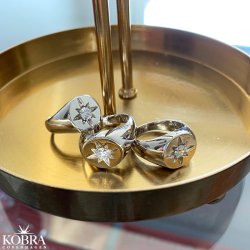 "Rocket" stor signet ring / cocktail ring i sterling slv med sten