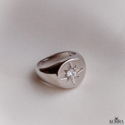 "Rocket" stor signet ring / cocktail ring i sterling slv med sten