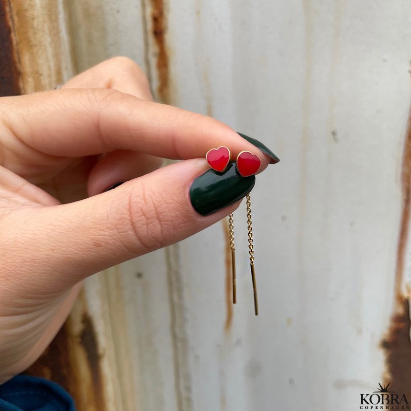 "Sistine" rde hjerte reringe i 14 karat forgyldt