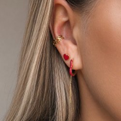 "Sistine" 18 karat forgyldte hjerte �reringe med emalje