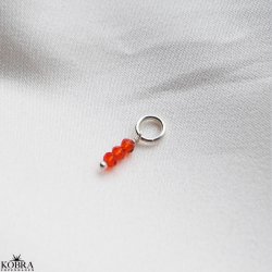 Silver charm with 3 small red glass beads
