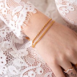 "Rope" smukt snoet guld armbånd
