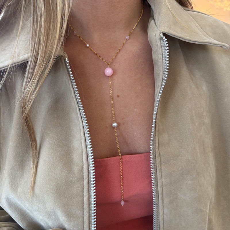 "Rosa" Perle Drop Smykke