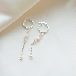 "Blush Pearl" S�lv�redobber med krystaller &amp; ferskvannsperler