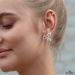 "Rosa" sljfereringe med gte ferskvandsperler med slv ls