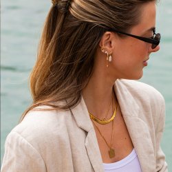 "Lindsey" hoops med h�nge och stenar � 18k f�rgyllda