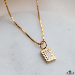 "Roxy" square gold necklace with stones
