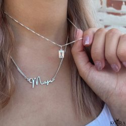 "Roxy" firkantet slv halskde med sten