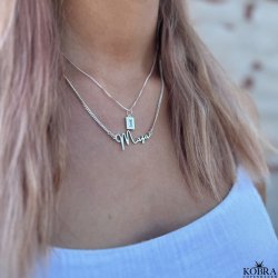 "Roxy" firkantet slv halskde med sten