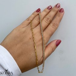 "Ruby" 18 karat forgyldt halskde med kde og sten