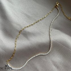 "Ruby" 18 karat forgyldt halskde med kde og sten