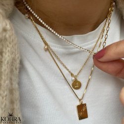 "Ruby" 18 karat forgyldt halskde med kde og sten