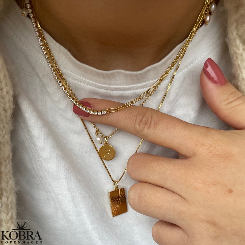 "Ruby" 18 karat forgyldt halskde med kde og sten