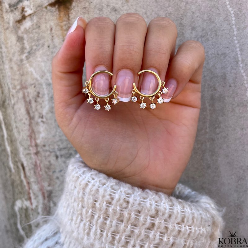 "Tallulah" gold-plated round earrings with white stones