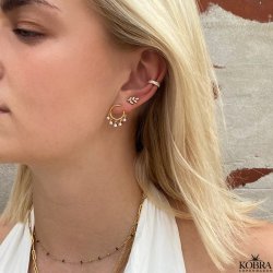 "Tallulah" gold-plated round earrings with white stones