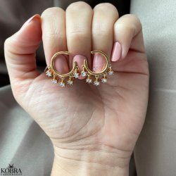 "Tallulah" gold-plated round earrings with white stones