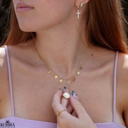 "Mina" gold necklace with small star pendants