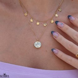 "Mina" gold necklace with small star pendants