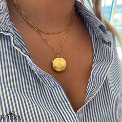 "Rocket" 18 karat forgyldt rund medaljon med din gravering