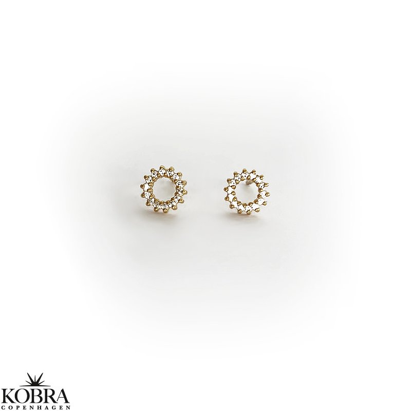 "Ilsa" rund guld reringe med hvide sten