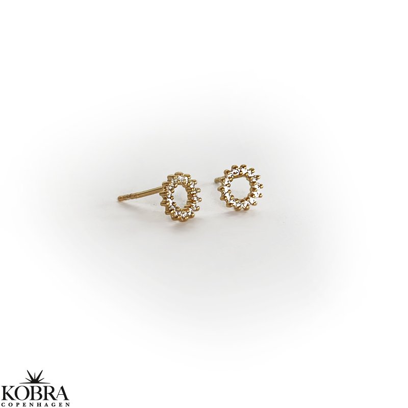 "Ilsa" rund guld reringe med hvide sten