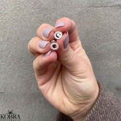 "Ilsa" sm runde slv reringe med hvide zirkonia sten