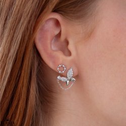 "Mariposa" butterfly earrings in silver with stones and chain